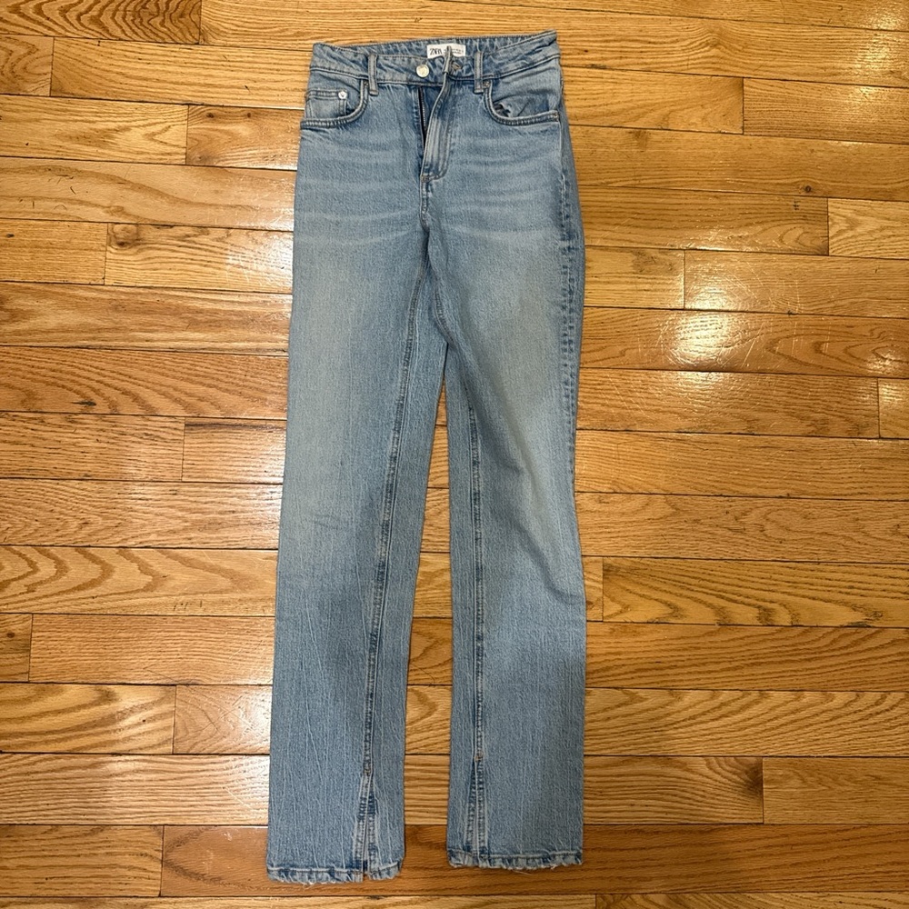 Zara Light Wash Straight-Leg Jeans